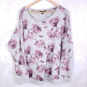 Lane Bryant Size 18/20 Rose Print Floral Knit Long Sleeve Pullover Sweater Top